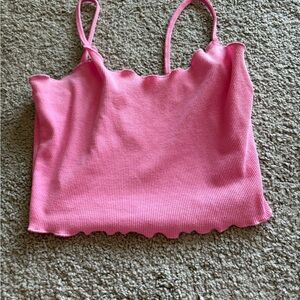 SHEIN Pink Ribbed Tank Top